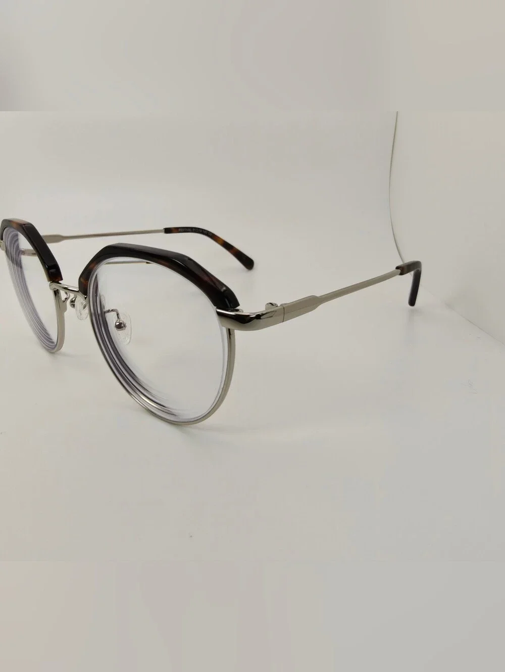 Festival. Round  Chrome Metal & Tortoiseshell Optical Glasses - Silver & Brown